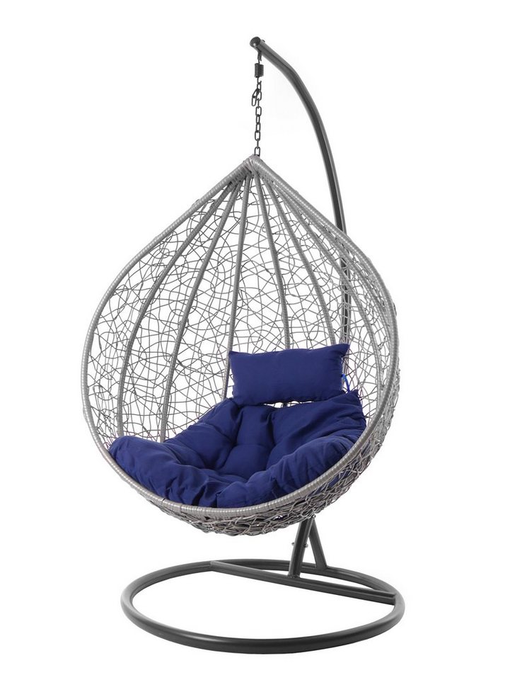 KIDEO Hängesessel Hängesessel MANACOR hellgrau, Hängesessel mit Gestell und Kissen, Swing Chair in hellgrau, lightgrey, XXL Schwebesessel, Chesterstepp von KIDEO