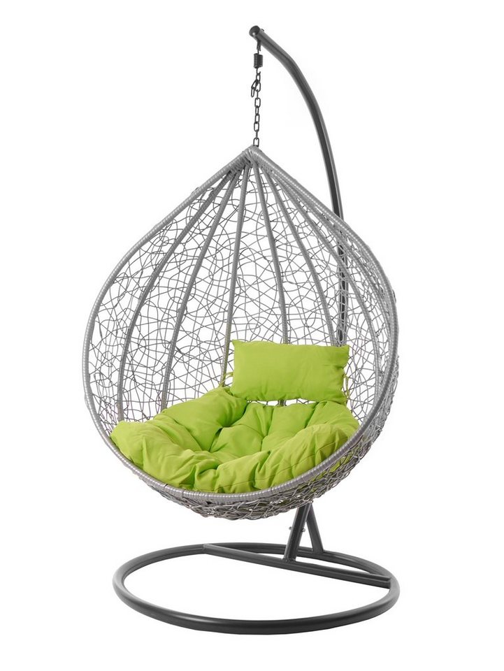 KIDEO Hängesessel Hängesessel MANACOR hellgrau, Hängesessel mit Gestell und Kissen, Swing Chair in hellgrau, lightgrey, XXL Schwebesessel, Chesterstepp von KIDEO