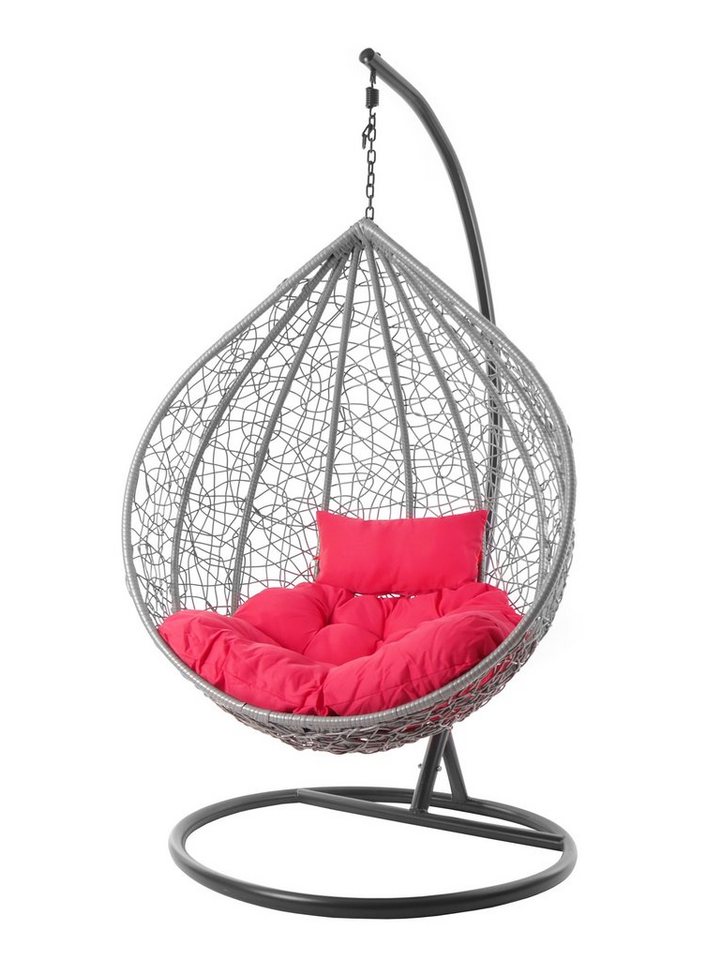 KIDEO Hängesessel Hängesessel MANACOR hellgrau, Hängesessel mit Gestell und Kissen, Swing Chair in hellgrau, lightgrey, XXL Schwebesessel, Chesterstepp von KIDEO