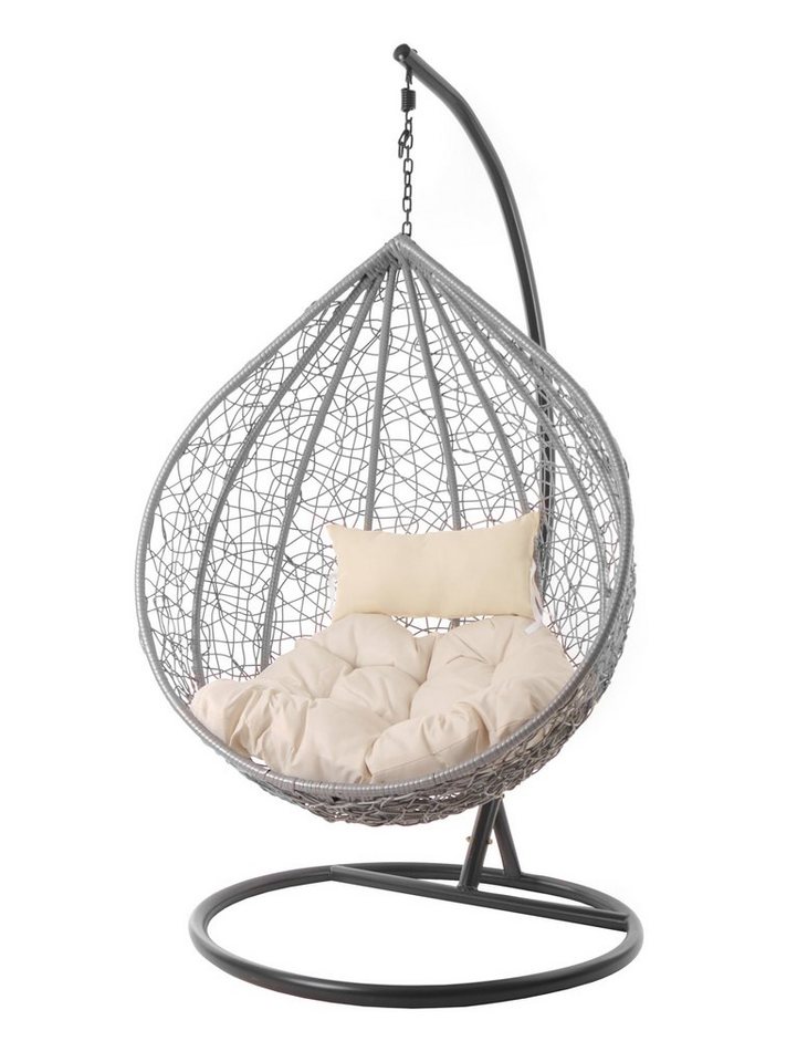 KIDEO Hängesessel Hängesessel MANACOR hellgrau, Hängesessel mit Gestell und Kissen, Swing Chair in hellgrau, lightgrey, XXL Schwebesessel, Chesterstepp von KIDEO