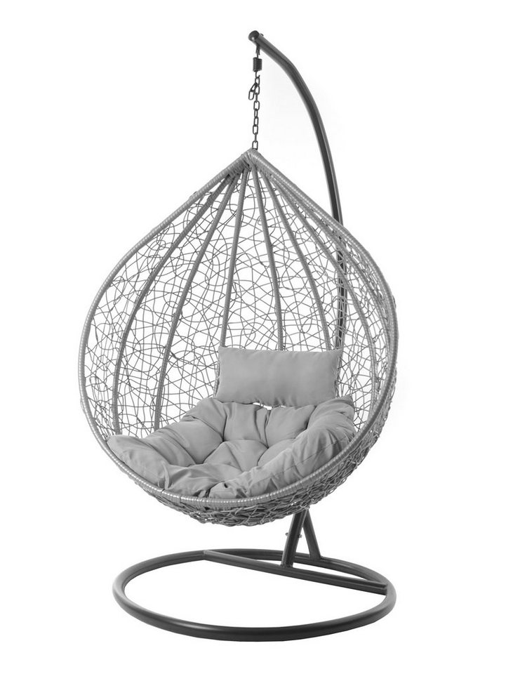 KIDEO Hängesessel Hängesessel MANACOR hellgrau, Hängesessel mit Gestell und Kissen, Swing Chair in hellgrau, lightgrey, XXL Schwebesessel, Chesterstepp von KIDEO