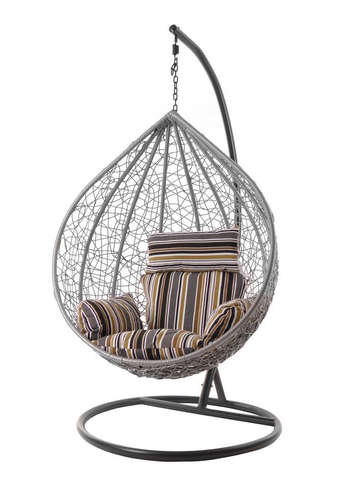 KIDEO Hängesessel Hängesessel MANACOR hellgrau, Schwebesessel inklusive Gestell und Kissen, hellgrauer Hängesitz, Swing Chair, moderner Loungesessel, Nest-Kissen von KIDEO