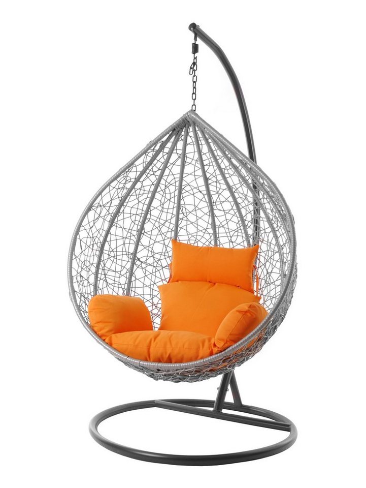 KIDEO Hängesessel Hängesessel MANACOR hellgrau, Schwebesessel mit Gestell und Kissen, lightgrey, moderner Hängesitz, Loungesessel in hellgrau, Nest-Kissen von KIDEO