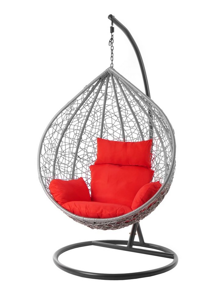 KIDEO Hängesessel Hängesessel MANACOR hellgrau, Schwebesessel mit Gestell und Kissen, lightgrey, moderner Hängesitz, Loungesessel in hellgrau, Nest-Kissen von KIDEO