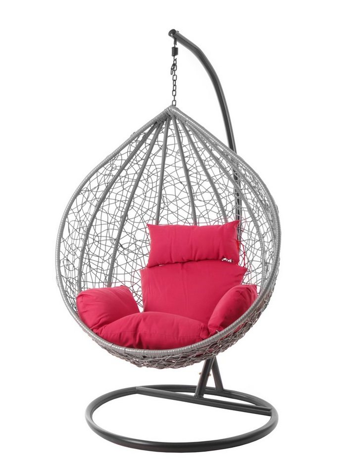 KIDEO Hängesessel Hängesessel MANACOR hellgrau, Schwebesessel mit Gestell und Kissen, lightgrey, moderner Hängesitz, Loungesessel in hellgrau, Nest-Kissen von KIDEO