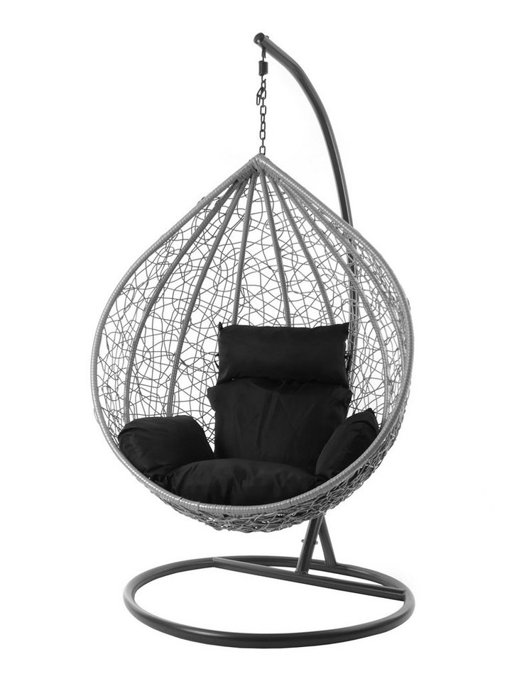 KIDEO Hängesessel Hängesessel MANACOR hellgrau, Schwebesessel mit Gestell und Kissen, lightgrey, moderner Hängesitz, Loungesessel in hellgrau, Nest-Kissen von KIDEO