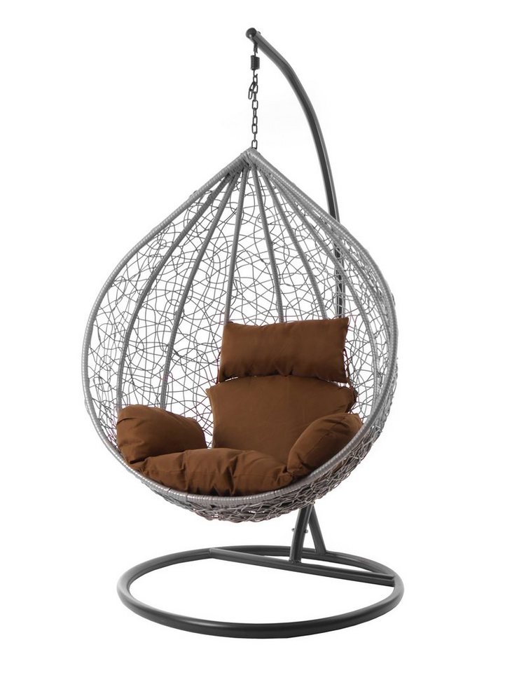 KIDEO Hängesessel Hängesessel MANACOR hellgrau, Schwebesessel mit Gestell und Kissen, lightgrey, moderner Hängesitz, Loungesessel in hellgrau, Nest-Kissen von KIDEO