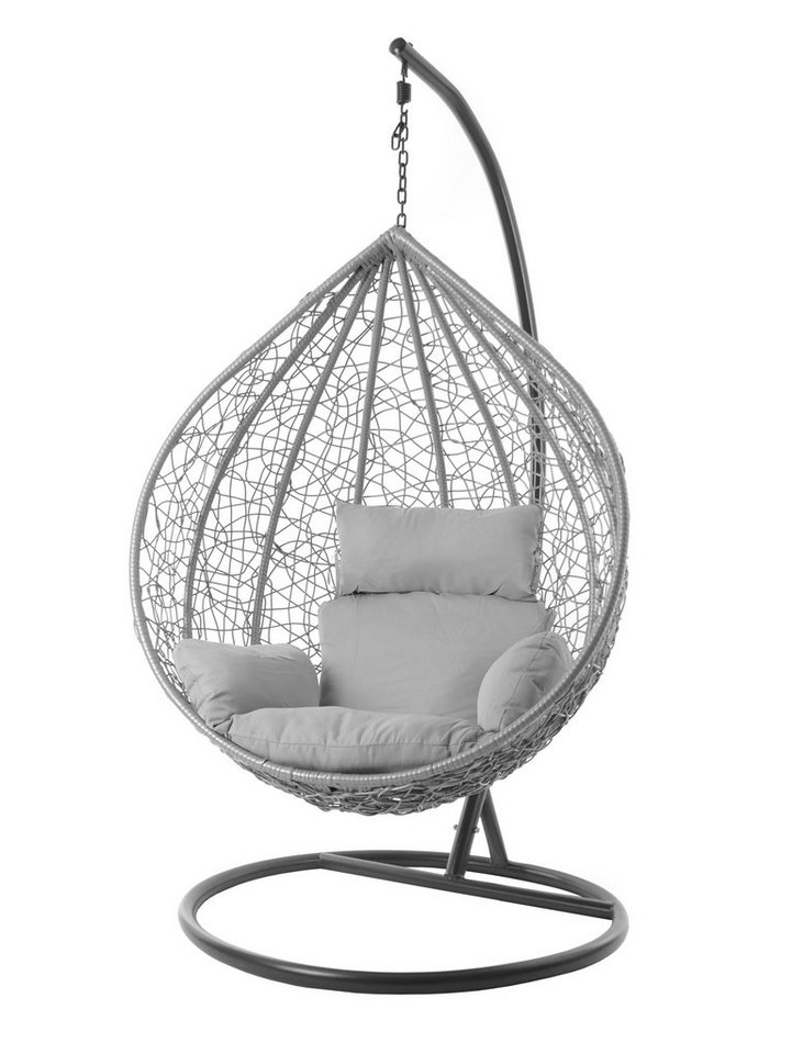 KIDEO Hängesessel Hängesessel MANACOR hellgrau, Schwebesessel mit Gestell und Kissen, lightgrey, moderner Hängesitz, Loungesessel in hellgrau, Nest-Kissen von KIDEO