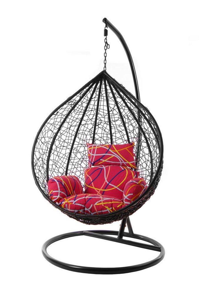 KIDEO Hängesessel Hängesessel MANACOR schwarz, XXL Swing Chair, Hängesessel mit Gestell und Kissen, Nest-Kissen von KIDEO