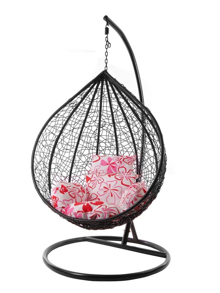 KIDEO Hängesessel Hängesessel MANACOR schwarz, XXL Swing Chair, Hängesessel mit Gestell und Kissen, Nest-Kissen von KIDEO