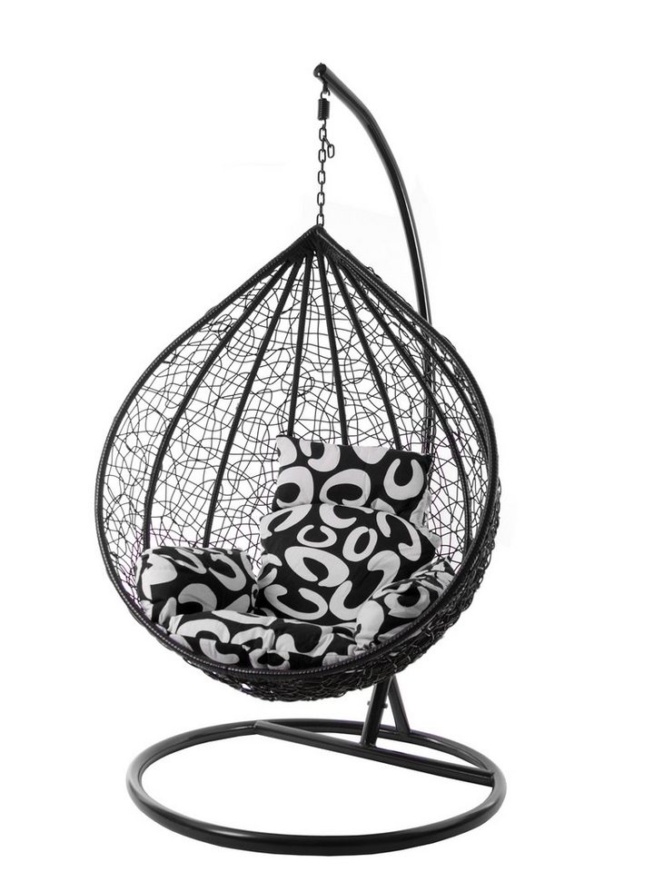 KIDEO Hängesessel Hängesessel MANACOR schwarz, XXL Swing Chair, Hängesessel mit Gestell und Kissen, Nest-Kissen von KIDEO