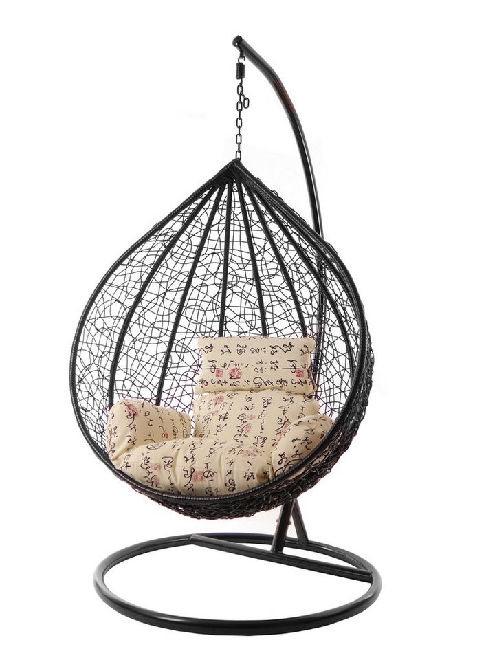 KIDEO Hängesessel Hängesessel MANACOR schwarz, XXL Swing Chair, Hängesessel mit Gestell und Kissen, Nest-Kissen von KIDEO