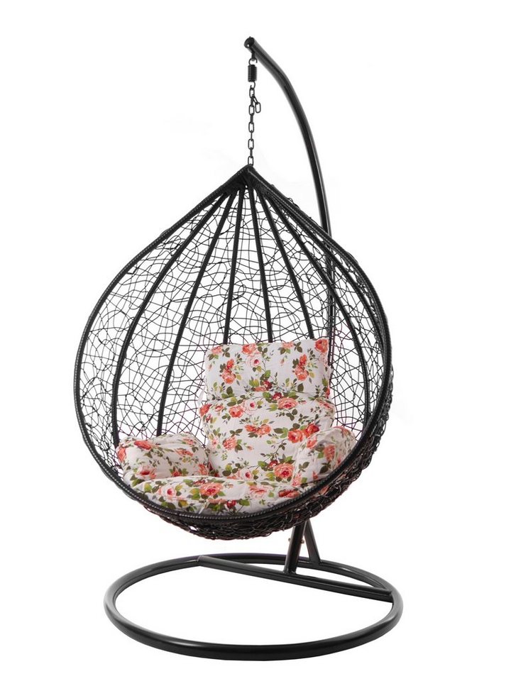 KIDEO Hängesessel Hängesessel MANACOR schwarz, XXL Swing Chair, Hängesessel mit Gestell und Kissen, Nest-Kissen von KIDEO