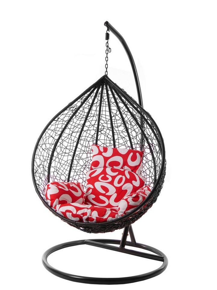 KIDEO Hängesessel Hängesessel MANACOR schwarz, XXL Swing Chair, Hängesessel mit Gestell und Kissen, Nest-Kissen von KIDEO