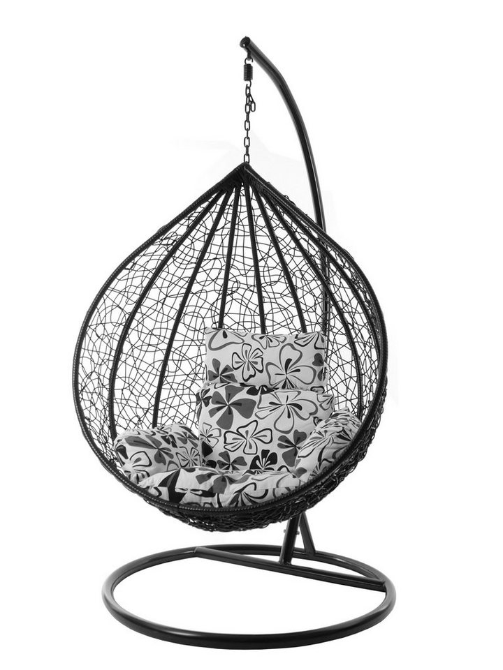 KIDEO Hängesessel Hängesessel MANACOR schwarz, XXL Swing Chair, Hängesessel mit Gestell und Kissen, Nest-Kissen von KIDEO