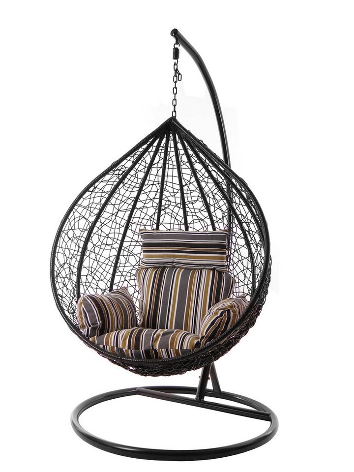 KIDEO Hängesessel Hängesessel MANACOR schwarz, XXL Swing Chair, Hängesessel mit Gestell und Kissen, Nest-Kissen von KIDEO