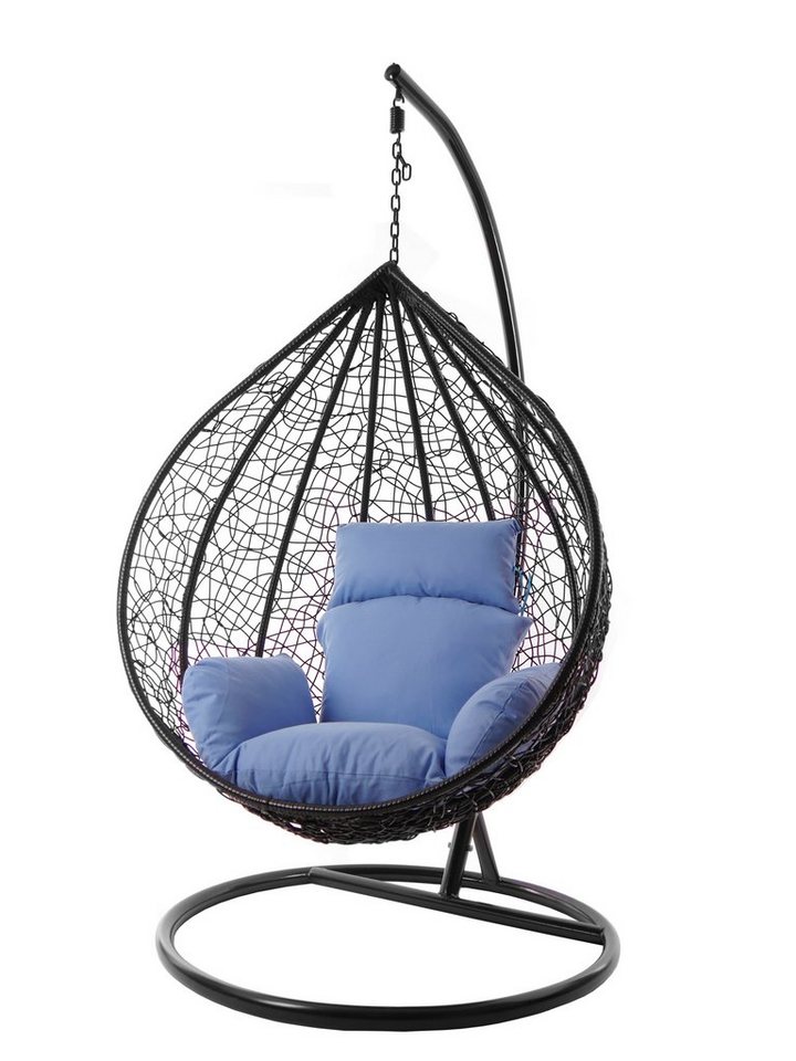 KIDEO Hängesessel Hängesessel MANACOR schwarz, XXL Swing Chair, edel, Gestell und Kissen inklusive, Nest-Kissen, verschiedene Farben von KIDEO