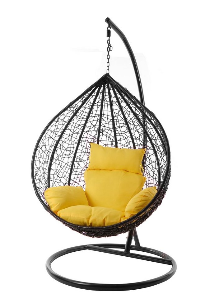 KIDEO Hängesessel Hängesessel MANACOR schwarz, XXL Swing Chair, edel, Gestell und Kissen inklusive, Nest-Kissen, verschiedene Farben von KIDEO