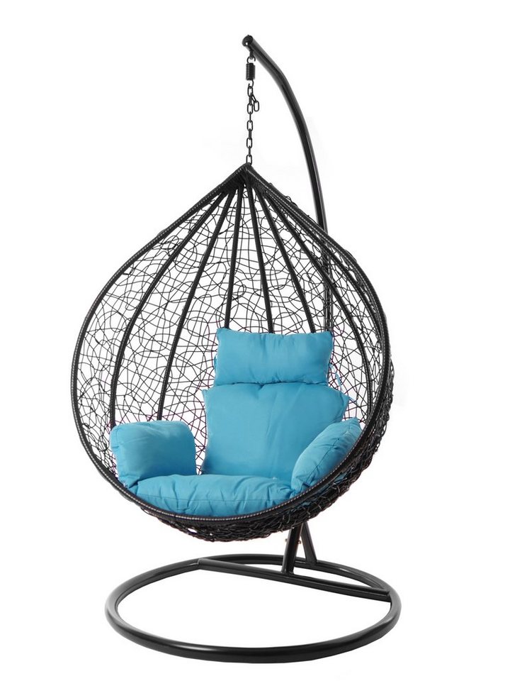 KIDEO Hängesessel Hängesessel MANACOR schwarz, XXL Swing Chair, edel, Gestell und Kissen inklusive, Nest-Kissen, verschiedene Farben von KIDEO