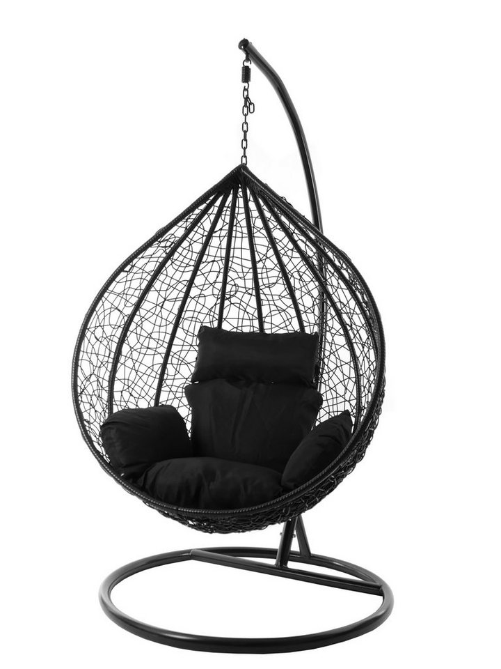 KIDEO Hängesessel Hängesessel MANACOR schwarz, XXL Swing Chair, edel, Gestell und Kissen inklusive, Nest-Kissen, verschiedene Farben von KIDEO