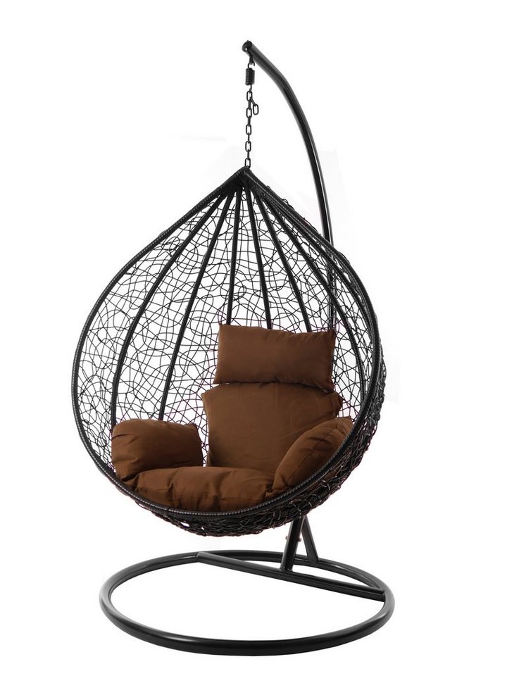 KIDEO Hängesessel Hängesessel MANACOR schwarz, XXL Swing Chair, edel, Gestell und Kissen inklusive, Nest-Kissen, verschiedene Farben von KIDEO