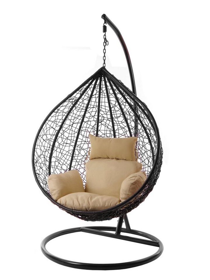 KIDEO Hängesessel Hängesessel MANACOR schwarz, XXL Swing Chair, edel, Gestell und Kissen inklusive, Nest-Kissen, verschiedene Farben von KIDEO