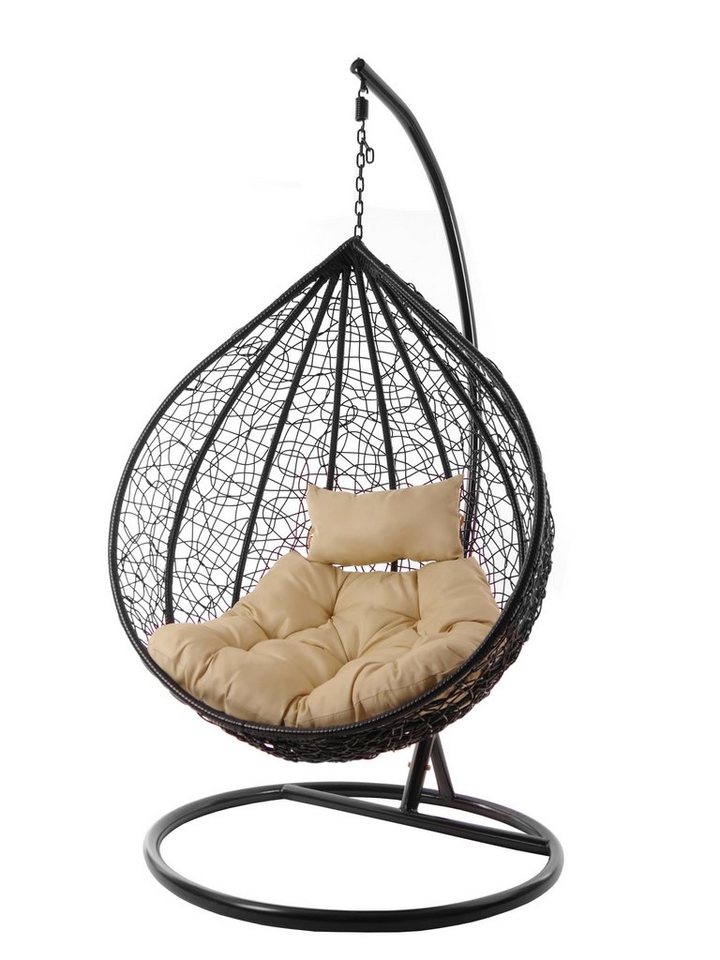 KIDEO Hängesessel Hängesessel MANACOR schwarz, edles schwarz, moderner Swing Chair, Schwebesessel inklusive Gestell und Kissen von KIDEO