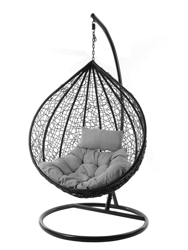 KIDEO Hängesessel Hängesessel MANACOR schwarz, edles schwarz, moderner Swing Chair, Schwebesessel inklusive Gestell und Kissen von KIDEO