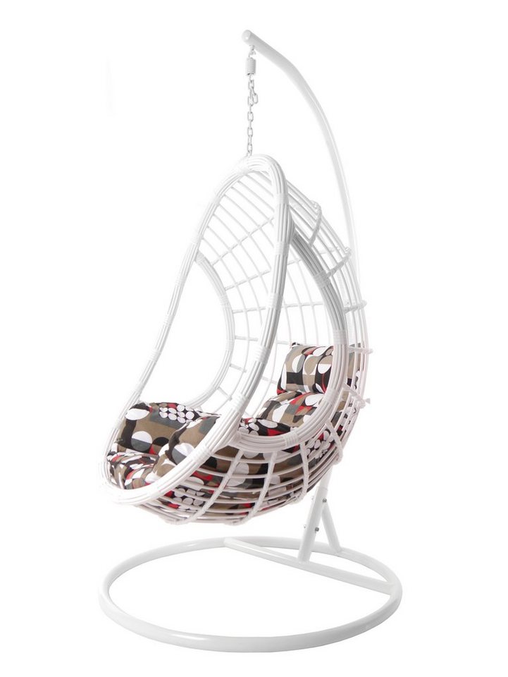 KIDEO Hängesessel Hängesessel PALMANOVA, Schwebesessel mit Gestell und Nest-Kissen, weiße und moderne Loungemöbel von KIDEO