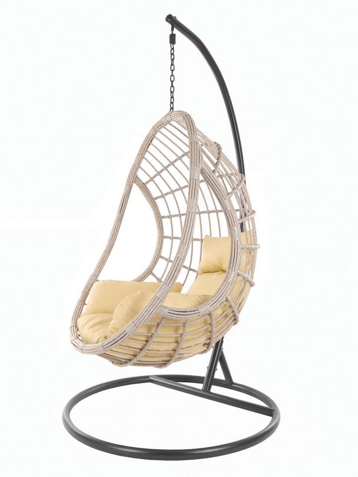 KIDEO Hängesessel Hängesessel PALMANOVA grey melange Nest-Kissen Farbe, Schwebesessel mit Gestell und Kissen, Komplettset, Loungemöbel, Nest-Kissen von KIDEO