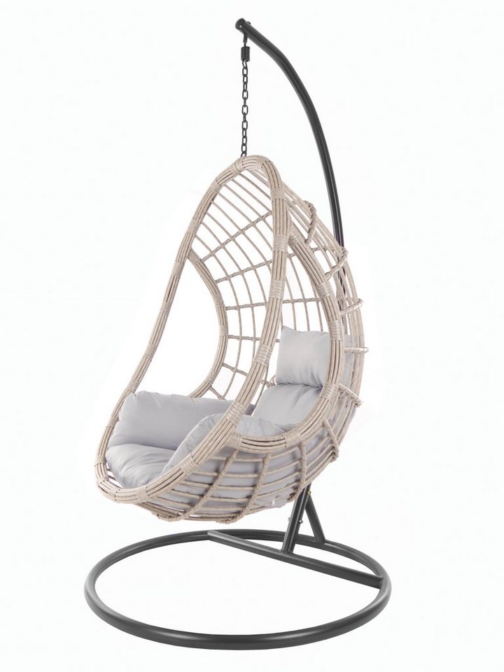 KIDEO Hängesessel Hängesessel PALMANOVA grey melange Nest-Kissen Farbe, Schwebesessel mit Gestell und Kissen, Komplettset, Loungemöbel, Nest-Kissen von KIDEO