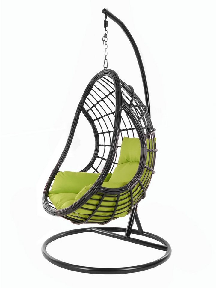 KIDEO Hängesessel PALMANOVA black, Schwebesessel, Swing Chair, Hängesessel mit Gestell und Kissen, Nest-Kissen von KIDEO