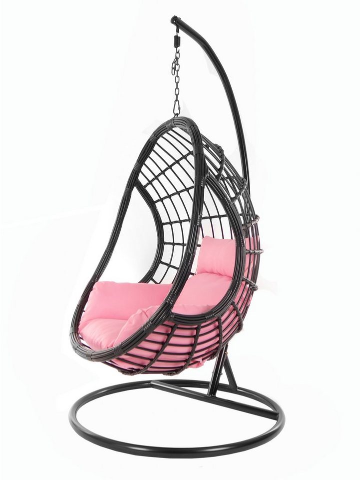 KIDEO Hängesessel PALMANOVA black, Schwebesessel, Swing Chair, Hängesessel mit Gestell und Kissen, Nest-Kissen von KIDEO