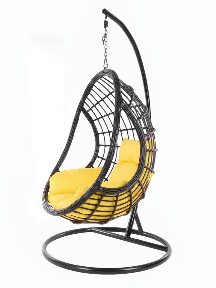 KIDEO Hängesessel PALMANOVA black, Schwebesessel, Swing Chair, Hängesessel mit Gestell und Kissen, Nest-Kissen von KIDEO