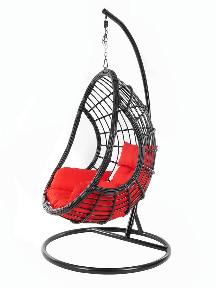 KIDEO Hängesessel PALMANOVA black, Schwebesessel, Swing Chair, Hängesessel mit Gestell und Kissen, Nest-Kissen von KIDEO