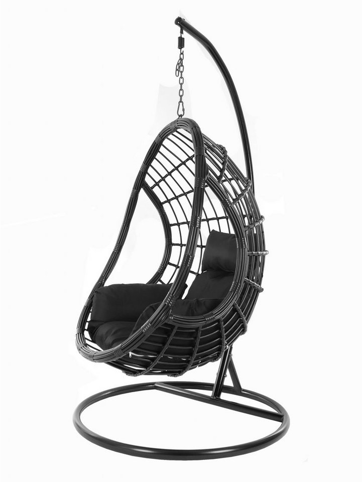 KIDEO Hängesessel PALMANOVA black, Schwebesessel, Swing Chair, Hängesessel mit Gestell und Kissen, Nest-Kissen von KIDEO