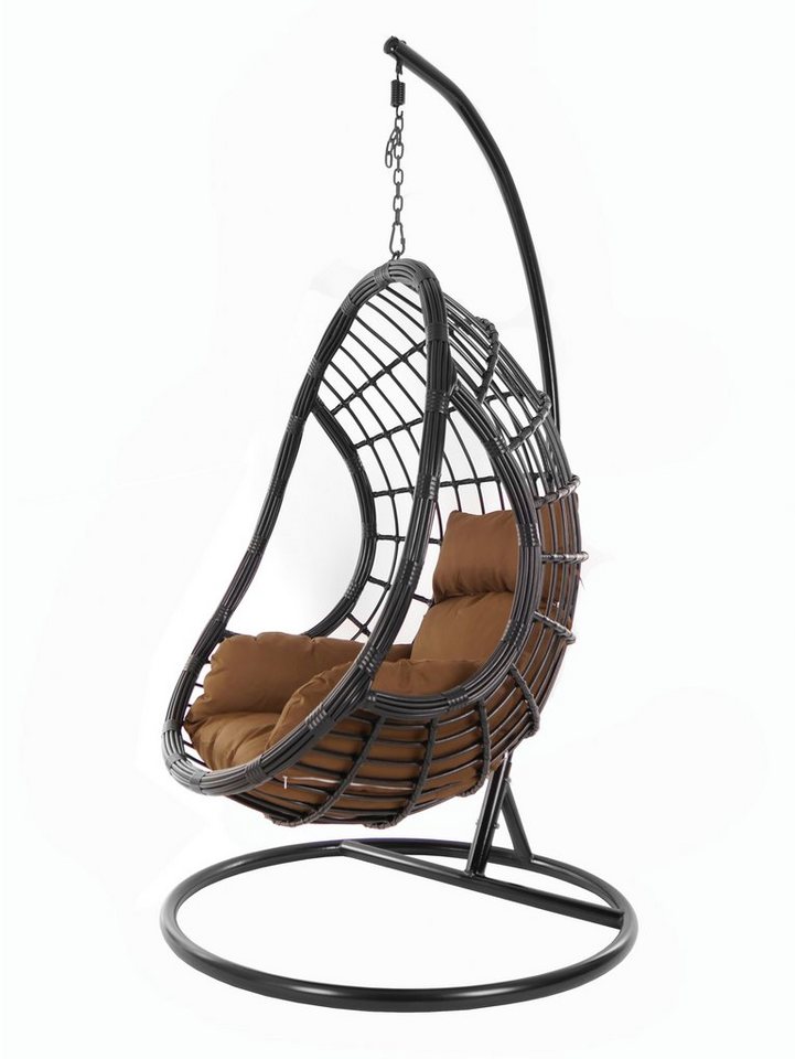 KIDEO Hängesessel PALMANOVA black, Schwebesessel, Swing Chair, Hängesessel mit Gestell und Kissen, Nest-Kissen von KIDEO