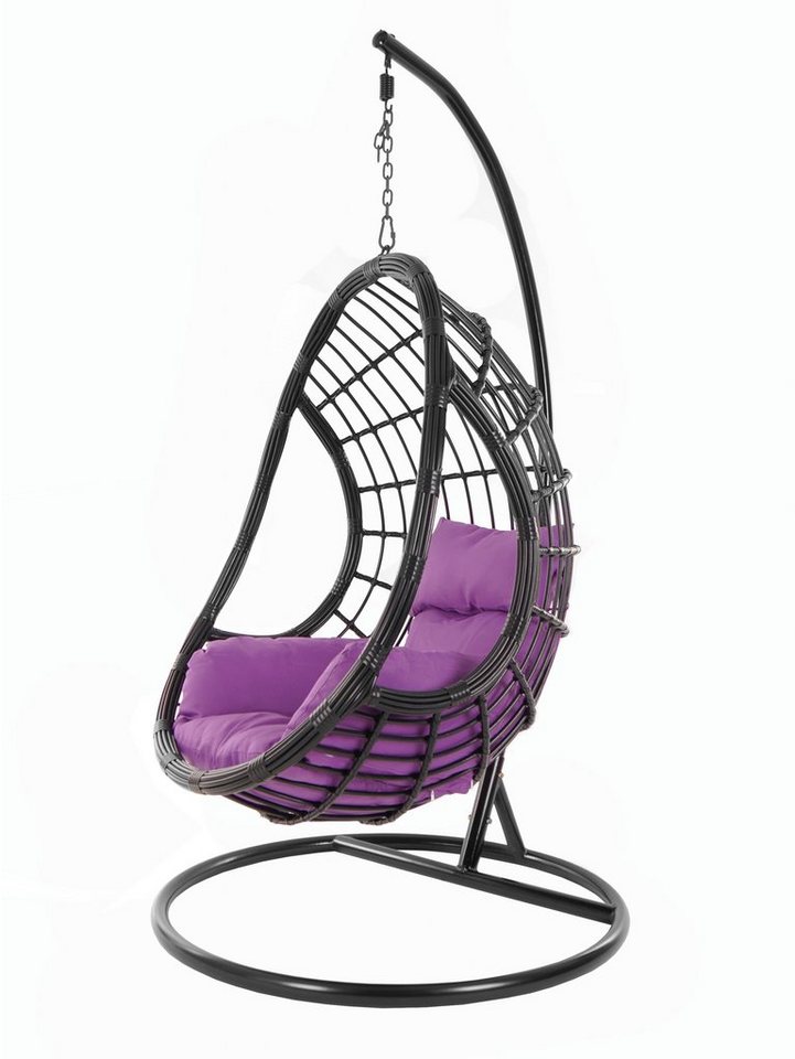 KIDEO Hängesessel PALMANOVA black, Schwebesessel, Swing Chair, Hängesessel mit Gestell und Kissen, Nest-Kissen von KIDEO