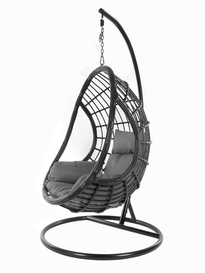 KIDEO Hängesessel PALMANOVA black, Schwebesessel, Swing Chair, Hängesessel mit Gestell und Kissen, Nest-Kissen von KIDEO