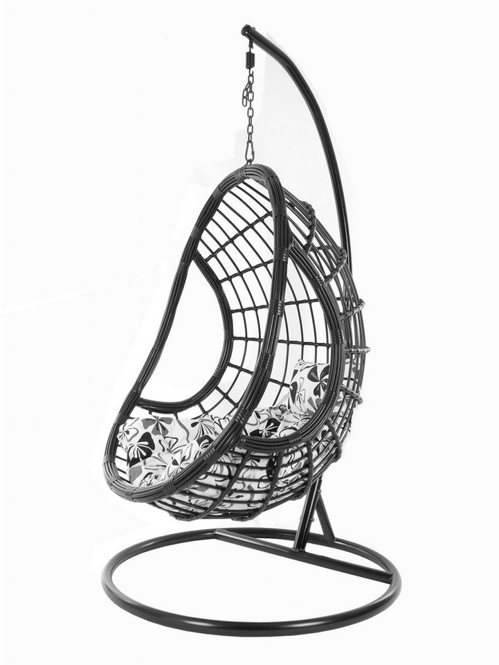 KIDEO Hängesessel PALMANOVA black, Swing Chair, schwarz, Loungemöbel, Hängesessel mit Gestell und Kissen, Schwebesessel, edles Design von KIDEO
