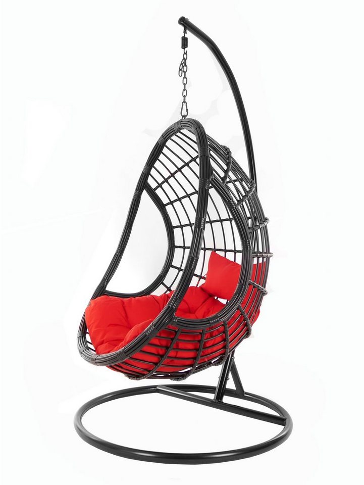 KIDEO Hängesessel PALMANOVA black, Swing Chair, schwarz, Loungemöbel, Hängesessel mit Gestell und Kissen, Schwebesessel, edles Design von KIDEO