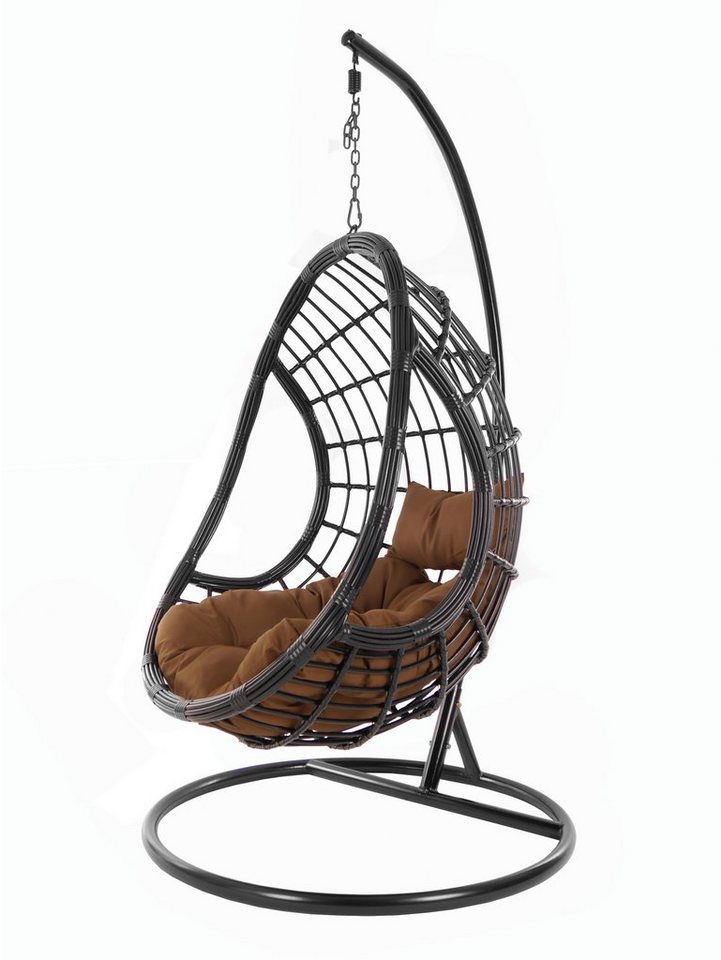 KIDEO Hängesessel PALMANOVA black, Swing Chair, schwarz, Loungemöbel, Hängesessel mit Gestell und Kissen, Schwebesessel, edles Design von KIDEO