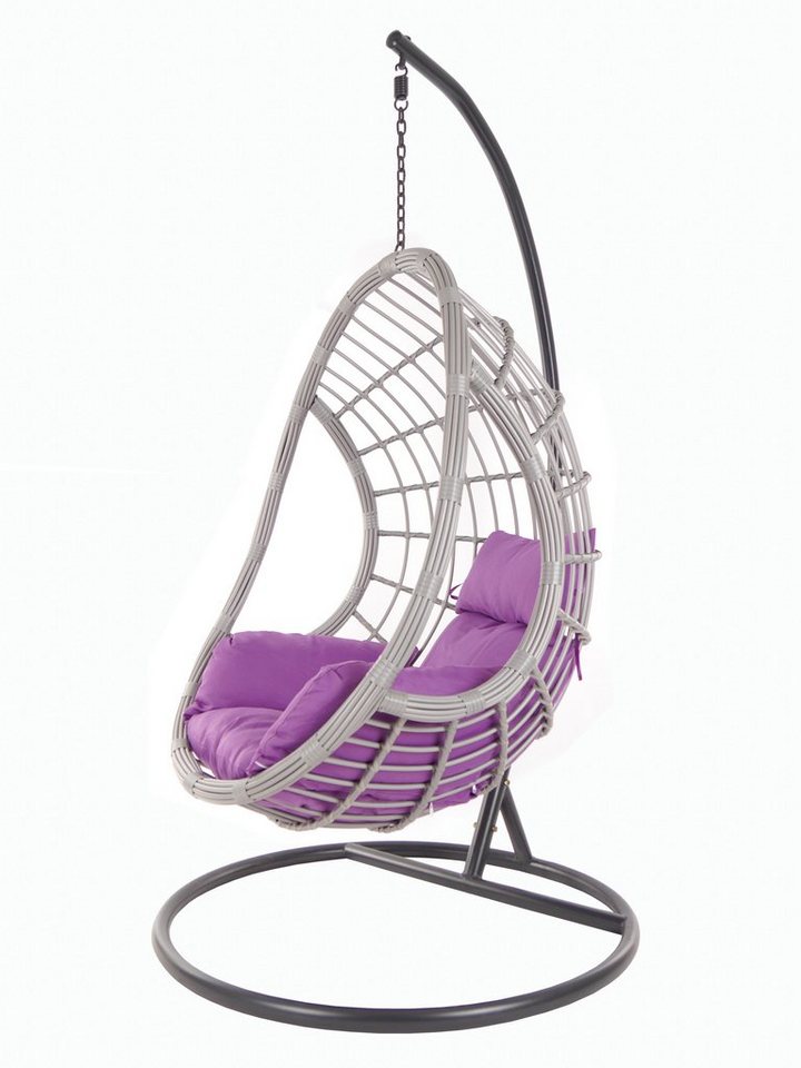 KIDEO Hängesessel PALMANOVA lightgrey, Schwebesessel mit Gestell und Kissen, Swing Chair, Loungemöbel von KIDEO