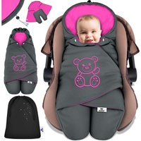 KIDIZ® Baby Einschlagdecke Winter mit Kapuze +Tasche Babyeinschlagdecke Universal für Babyschale Autositz z.B. für Maxi-Cosi Römer für Buggy Babybett von KIDIZ