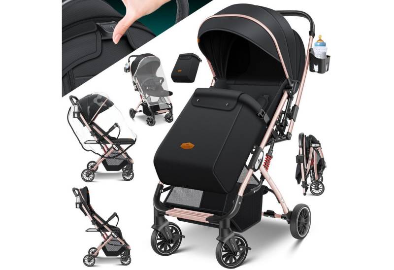 KIDIZ Kombi-Kinderwagen, Kinderbuggy klappbar Liegebuggy Sportwagen Faltbar 360° von KIDIZ