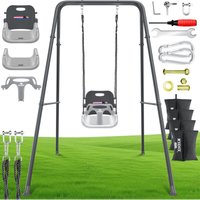 Babyschaukel mit Gestell 3-in-1 Indoor & Outdoor Kinderschaukel mit Metallständer höhenverstellbar Schaukelgestell + 4 Sandsäcke & Sicherheitsgurt von KIDIZ