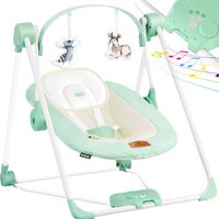 Babywippe Babyschaukel mit 5 Geschwindigkeitseinstellungen zusammenklappbarer Baby Wippe Schaukel Babyhochstuhl mit Spielbogen Spielzeugen Mint Grün von KIDIZ