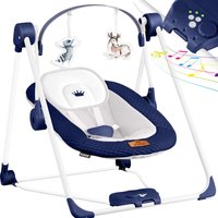 Babywippe Babyschaukel mit 5 Geschwindigkeitseinstellungen zusammenklappbarer Baby Wippe Schaukel Babyhochstuhl mit Spielbogen Spielzeugen Navyblau von KIDIZ