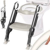 Kidiz - Kinder Toilettensitz Toilettentrainer mit Treppe und Griffe Faltbar Kindertoilette wc Sitz Töpfchentrainer Lerntöpfchen bequemem Kissen Grau von KIDIZ