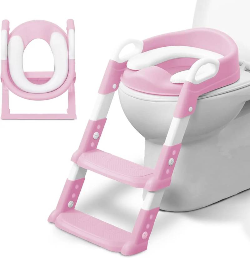 B-Ware Kidoola Töpfchenleiter Sitz Toilettentraining Rosa Kinder Stufenleiter901 von KIDOOLA